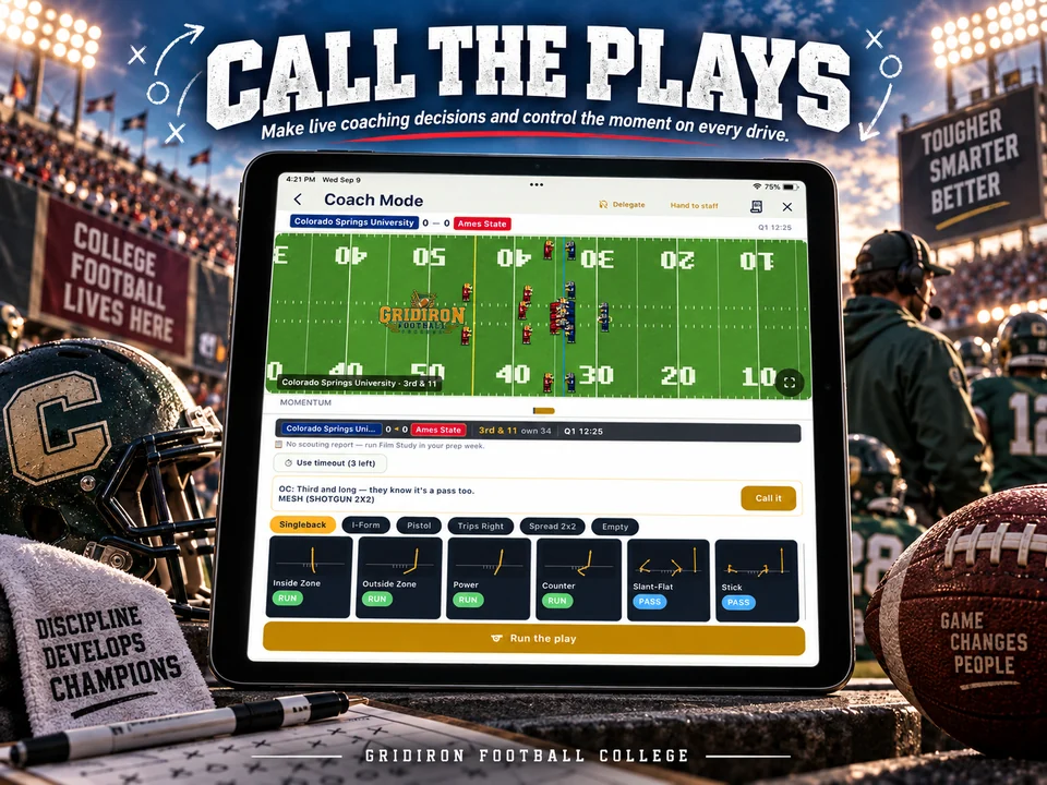 Gridiron Football College promotional screenshot: Call the plays