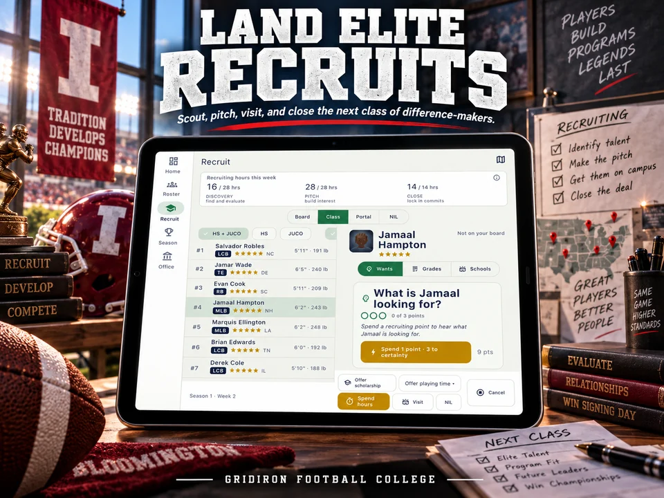 Gridiron Football College promotional screenshot: Land elite recruits