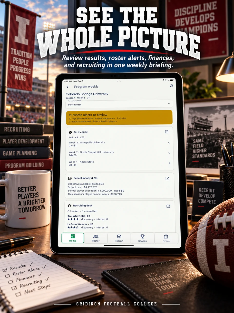 Gridiron Football College promotional screenshot: See the whole picture