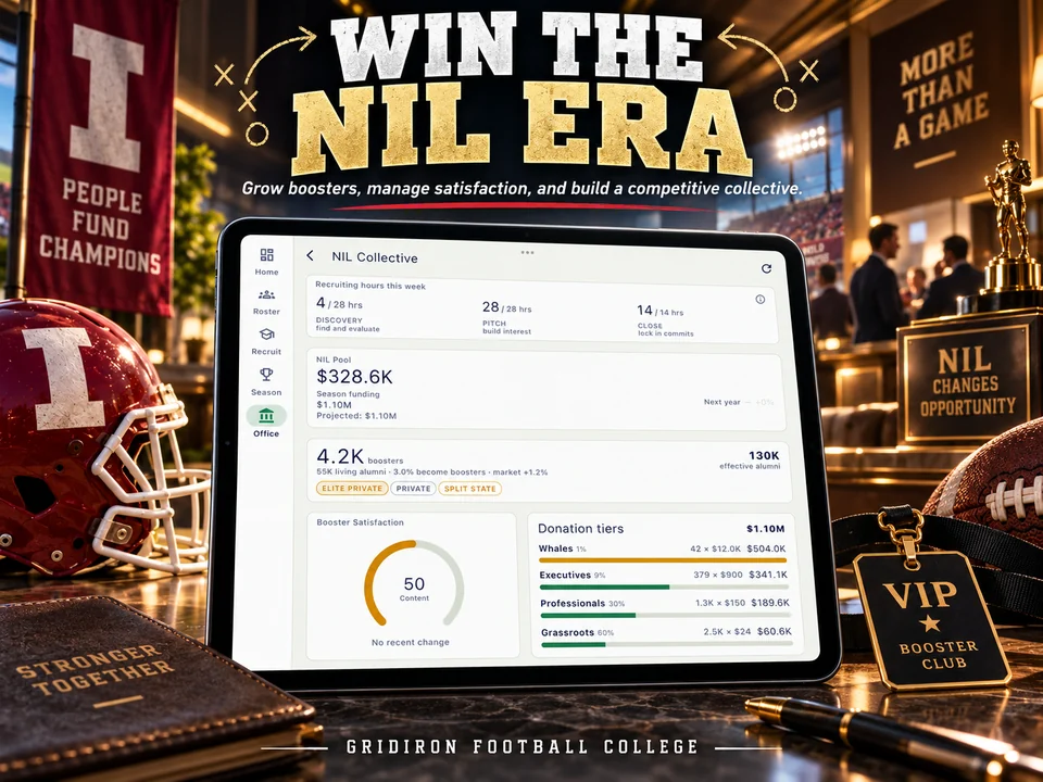 Gridiron Football College promotional screenshot: Win the NIL era